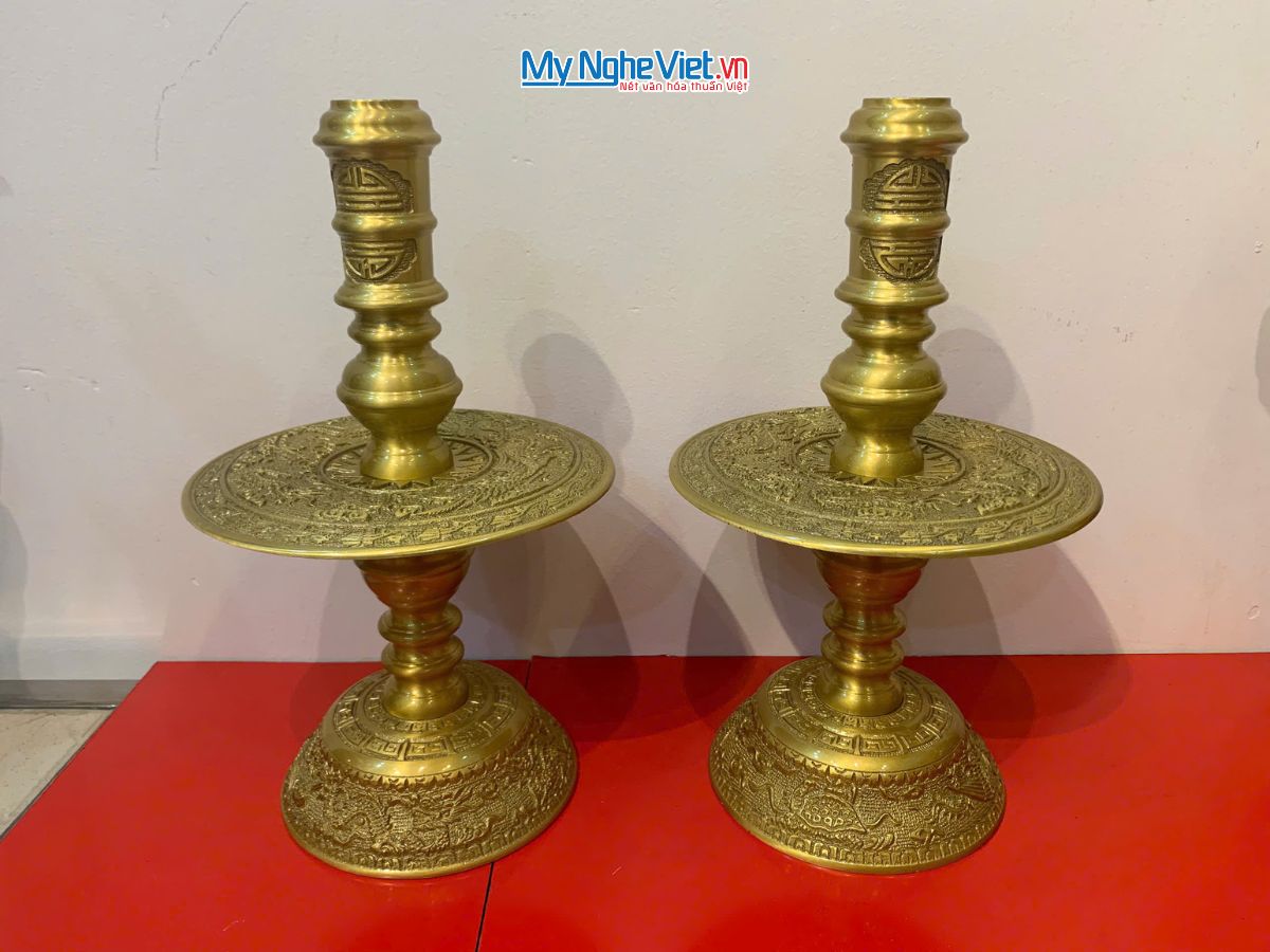 Bộ Tam Sự Bằng Đồng Vàng Đậm Trạm Hoa Sòi MNV-DD18/40