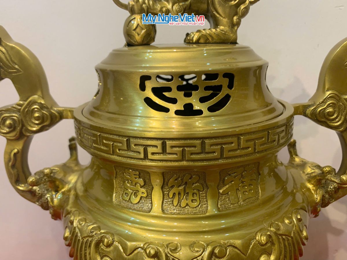 Bộ Tam Sự Bằng Đồng Vàng Đậm Trạm Hoa Sòi MNV-DD18/40