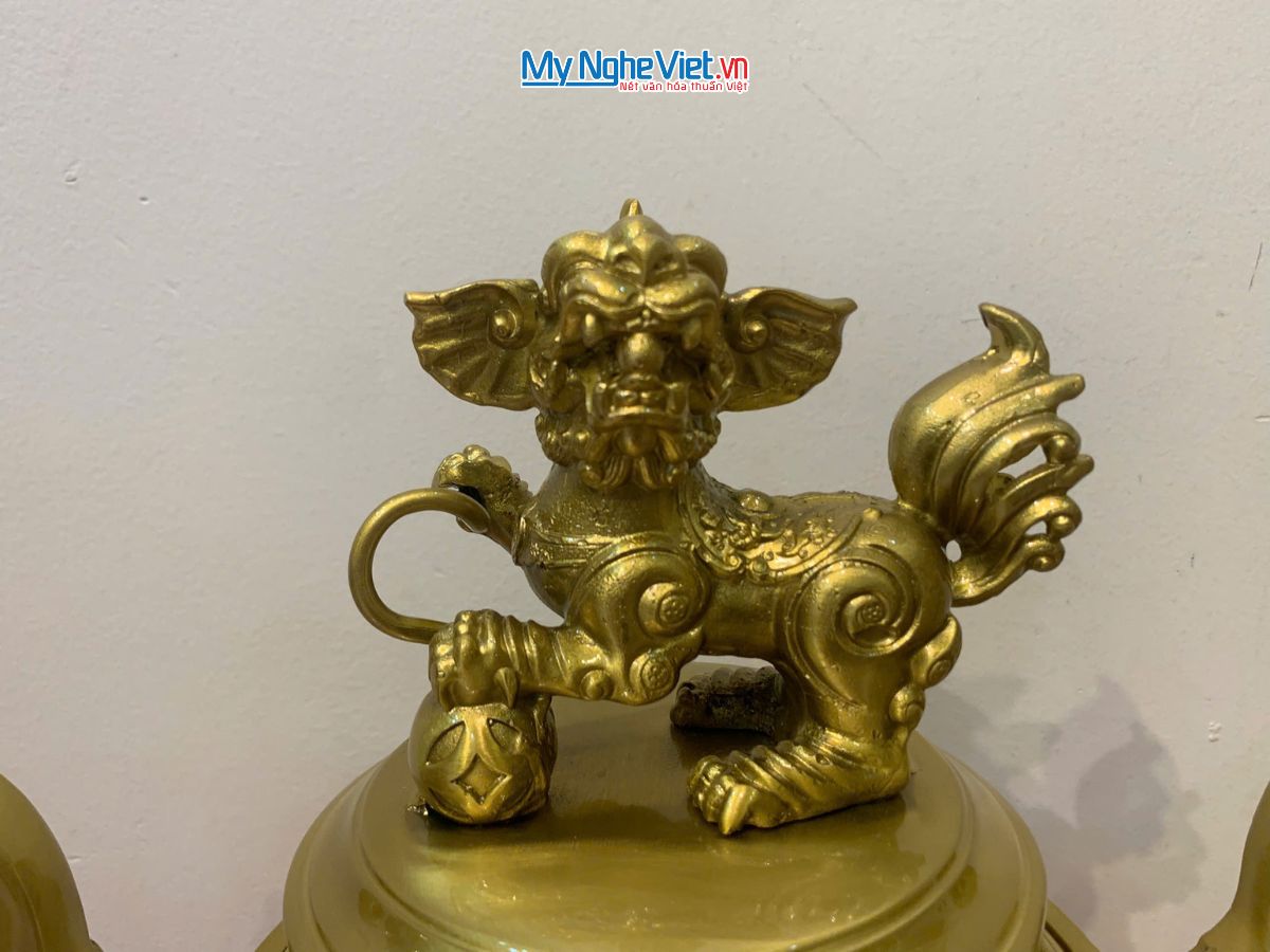 Bộ Tam Sự Bằng Đồng Vàng Đậm Trạm Hoa Sòi MNV-DD18/40