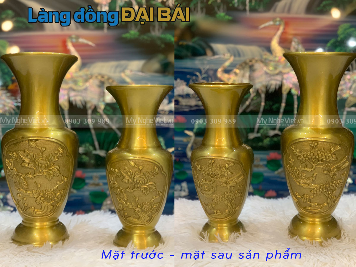 Lọ Hoa dáng Lộc Bình Đồng vàng đậm H32cm MNV-DD33/32 vàng đậm