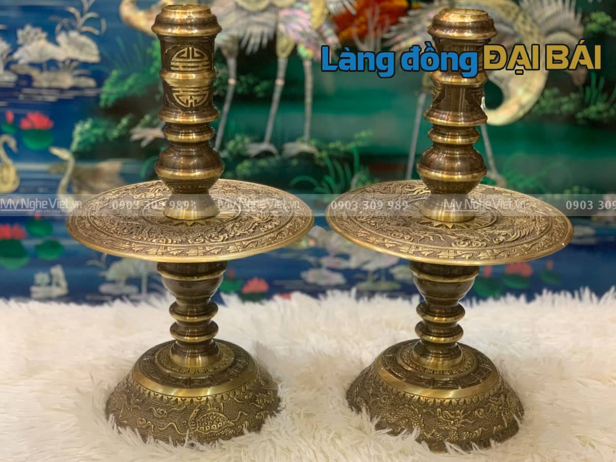 Bộ Tam Sự Bằng Đồng Cạo màu Chạm Rồng Phụng MNV-DD18/40 cao mau