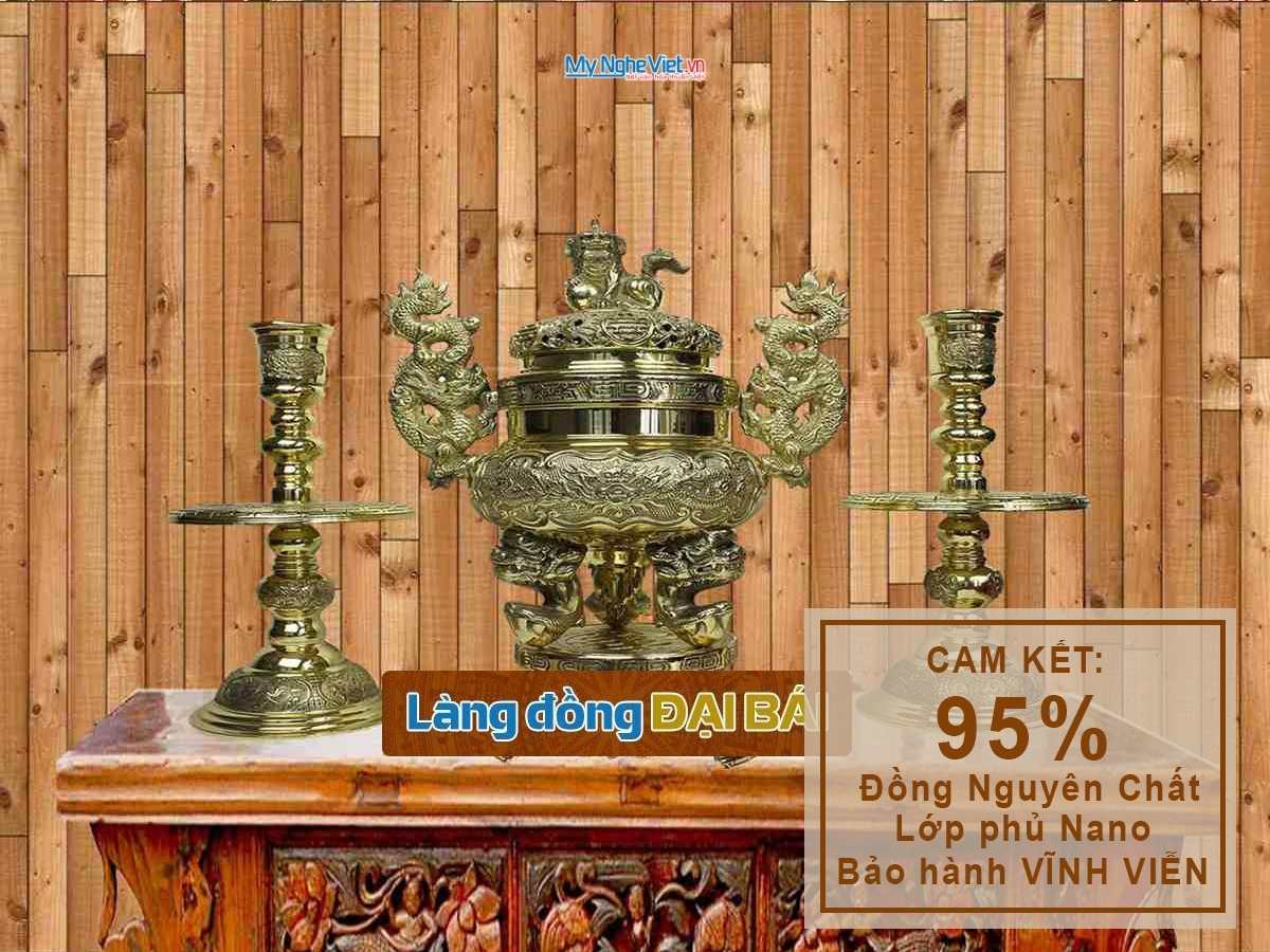 Bộ Lư đồng (Đỉnh đồng) -Bộ tam sự bằng đồng- Bộ thờ cúng MNV-DD18/H35