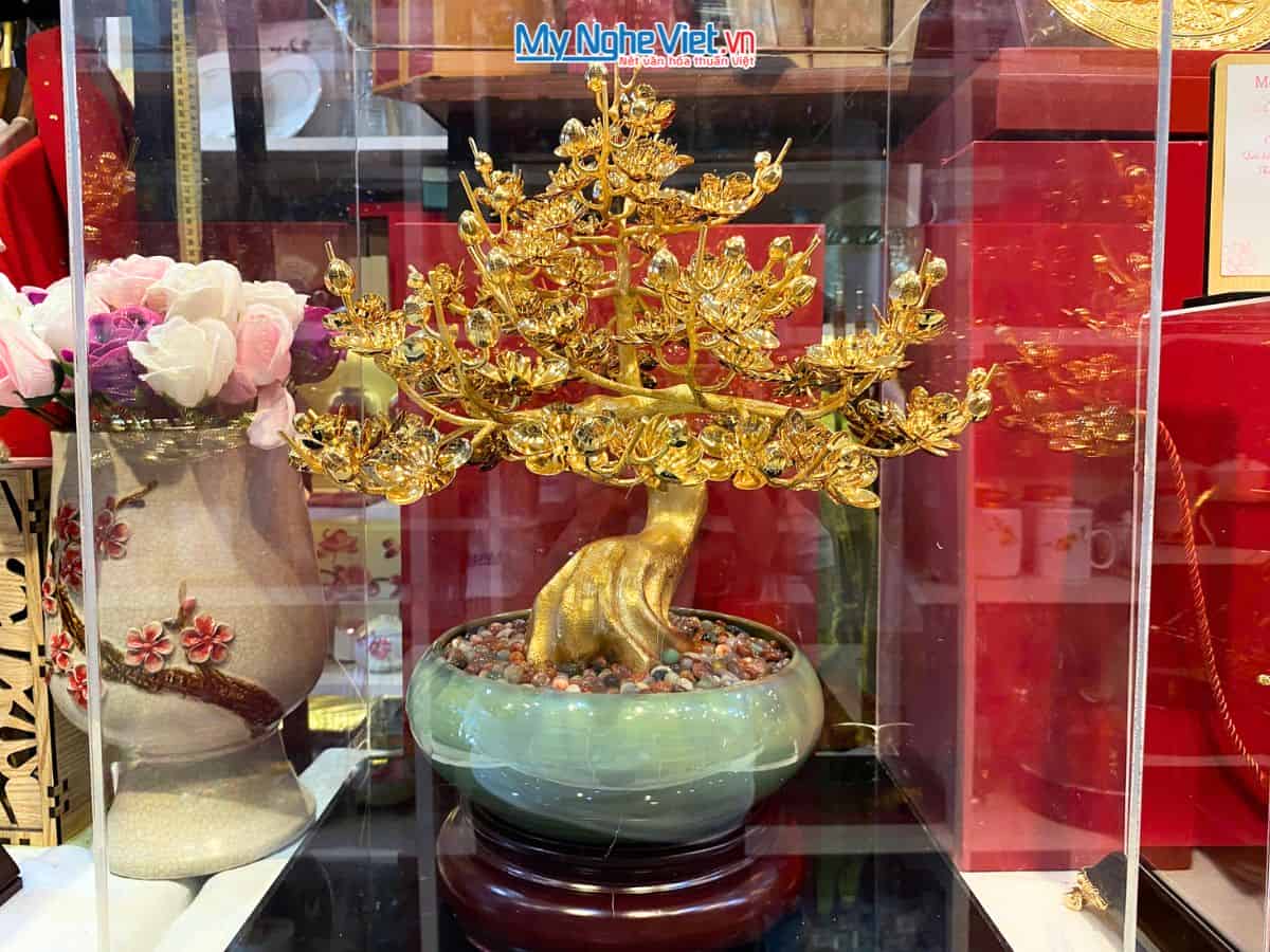 Bonsai Hoa Mai Đồng Mạ Vàng 24K MNVHD02
