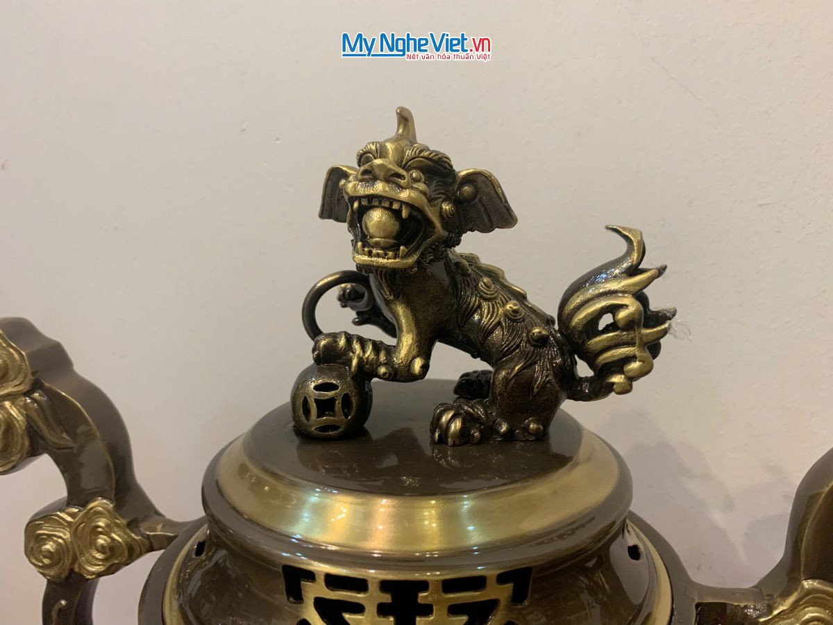 Bộ Tam Sự Cao Cấp Đồng Cạo màu Chạm Hoa Sồi MNV-DD18/40