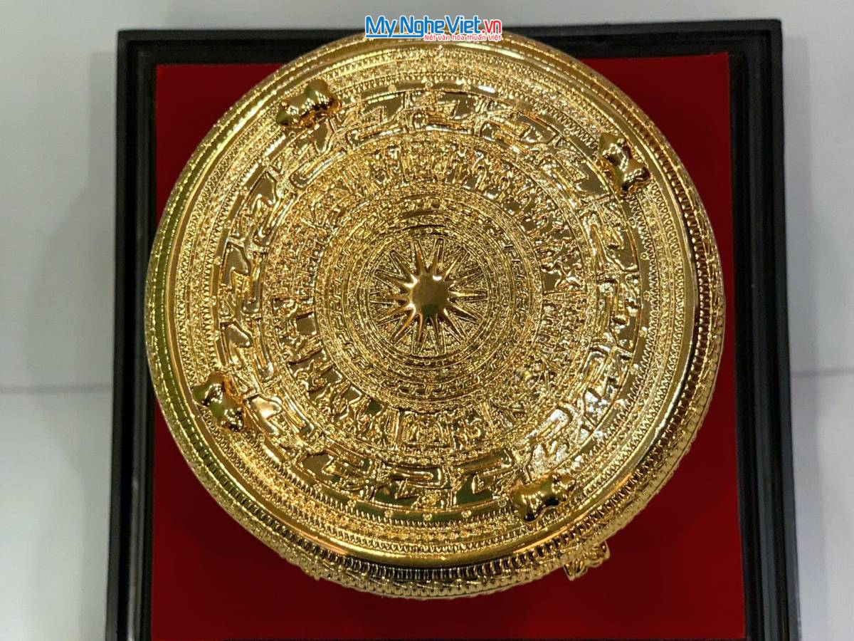 Trống đồng mạ vàng 24K D10cm - Đúc mạ vàng DD28-10D