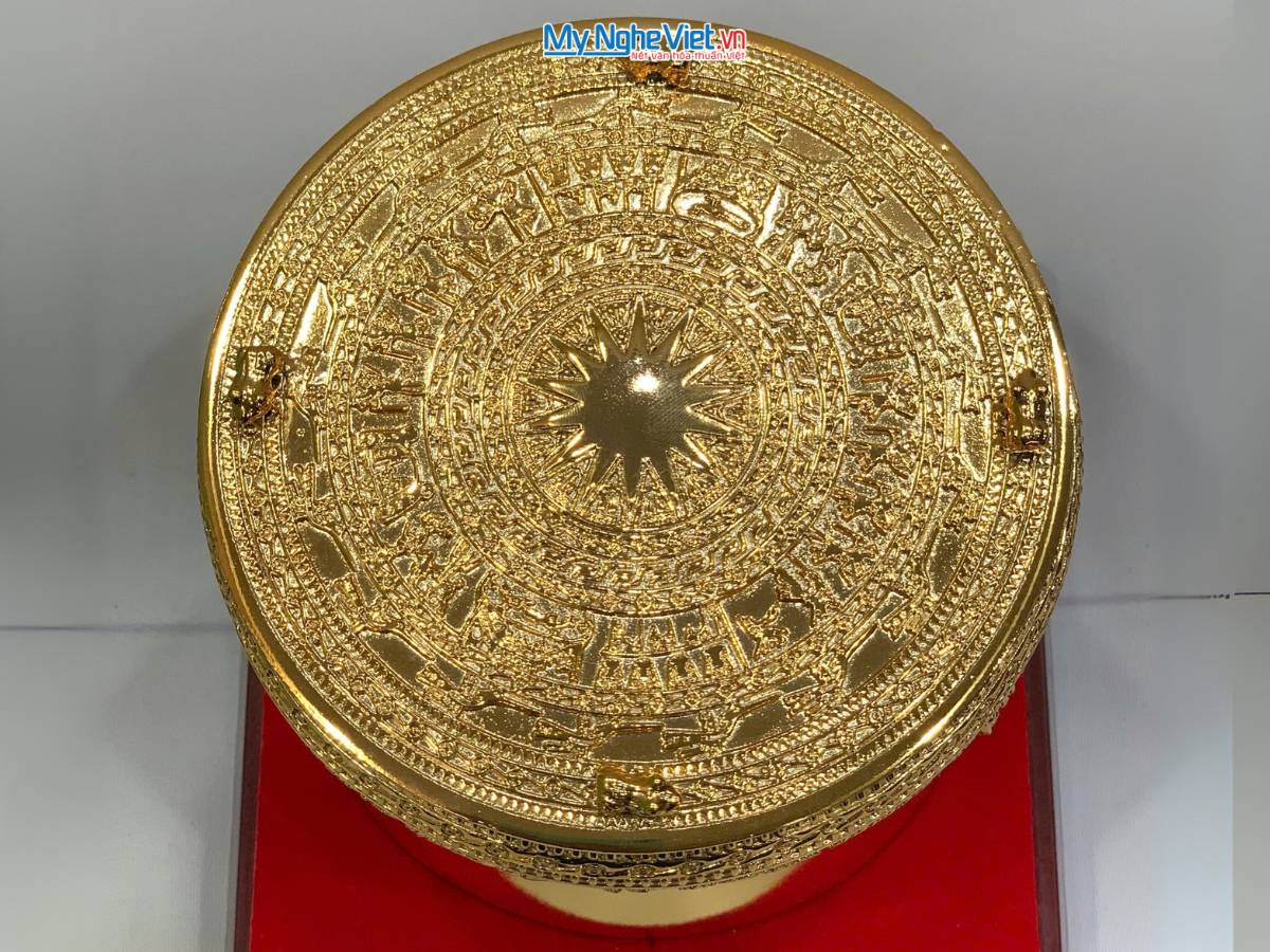 Trống đồng mạ vàng 24K D12cm - Đúc mạ vàng DD28-12D