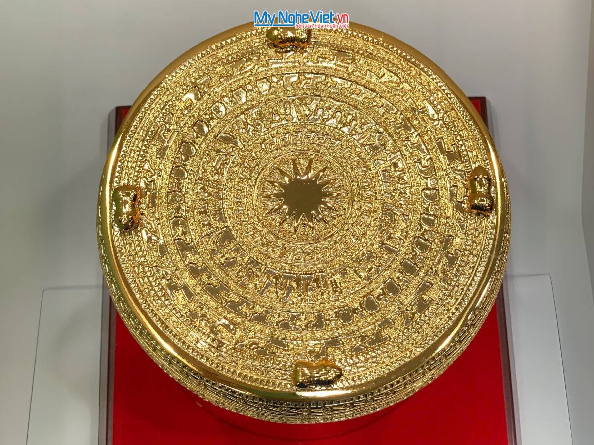 Trống đồng mạ vàng 24K D15cm - Đúc mạ vàng DD28-15D