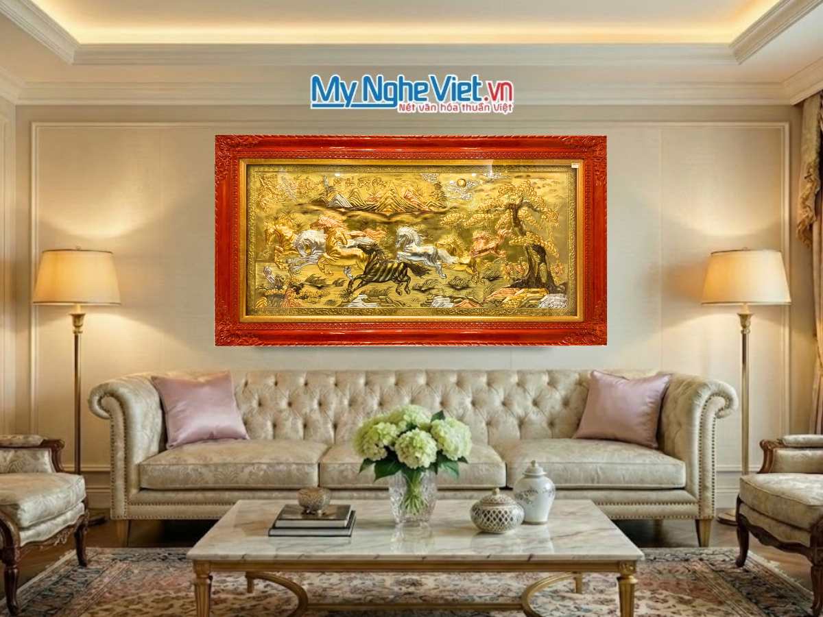 Tranh đồng Mã Đáo Thành Công Dát Vàng 24k có đèn led MNV-DD9178-1