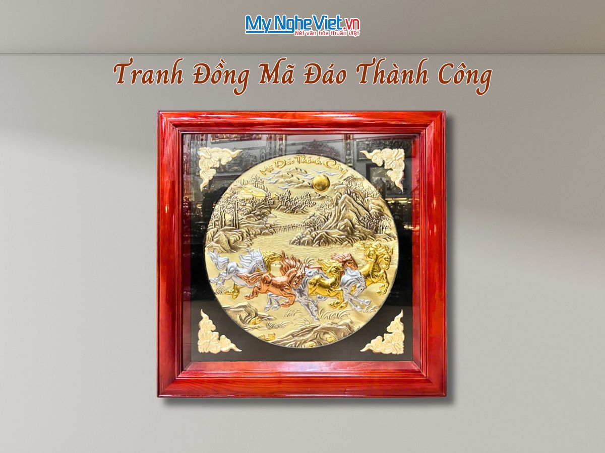 Tranh đồng mã đáo thành công đồng hun giả cổ DD888