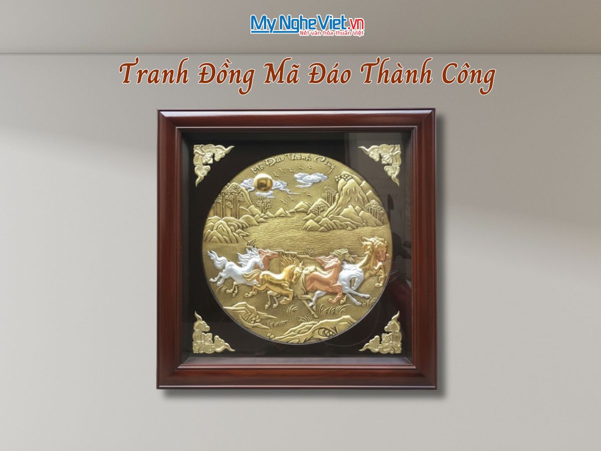 Tranh đồng mã đáo thành công đồng hun giả cổ DD888-1