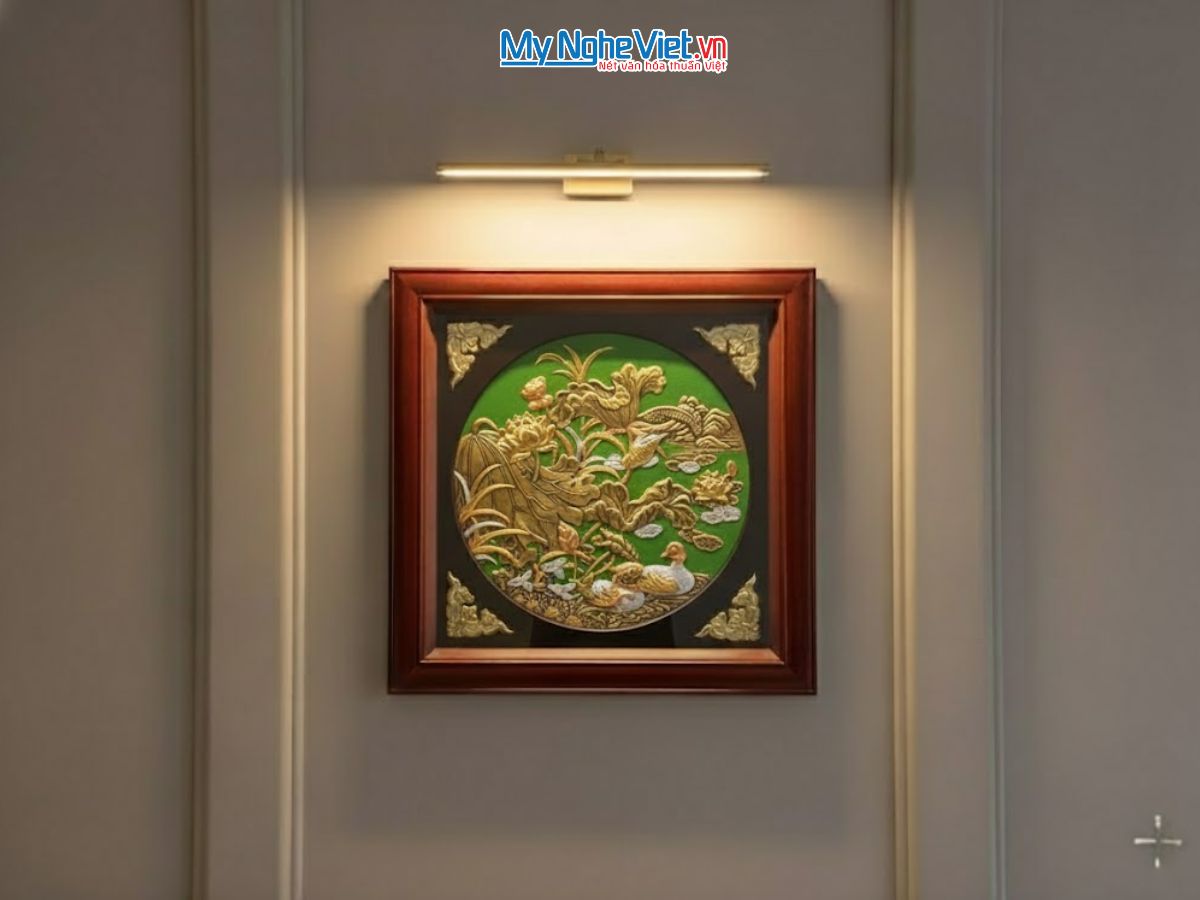 Tranh đồng sen vịt uyên ương DD888-4