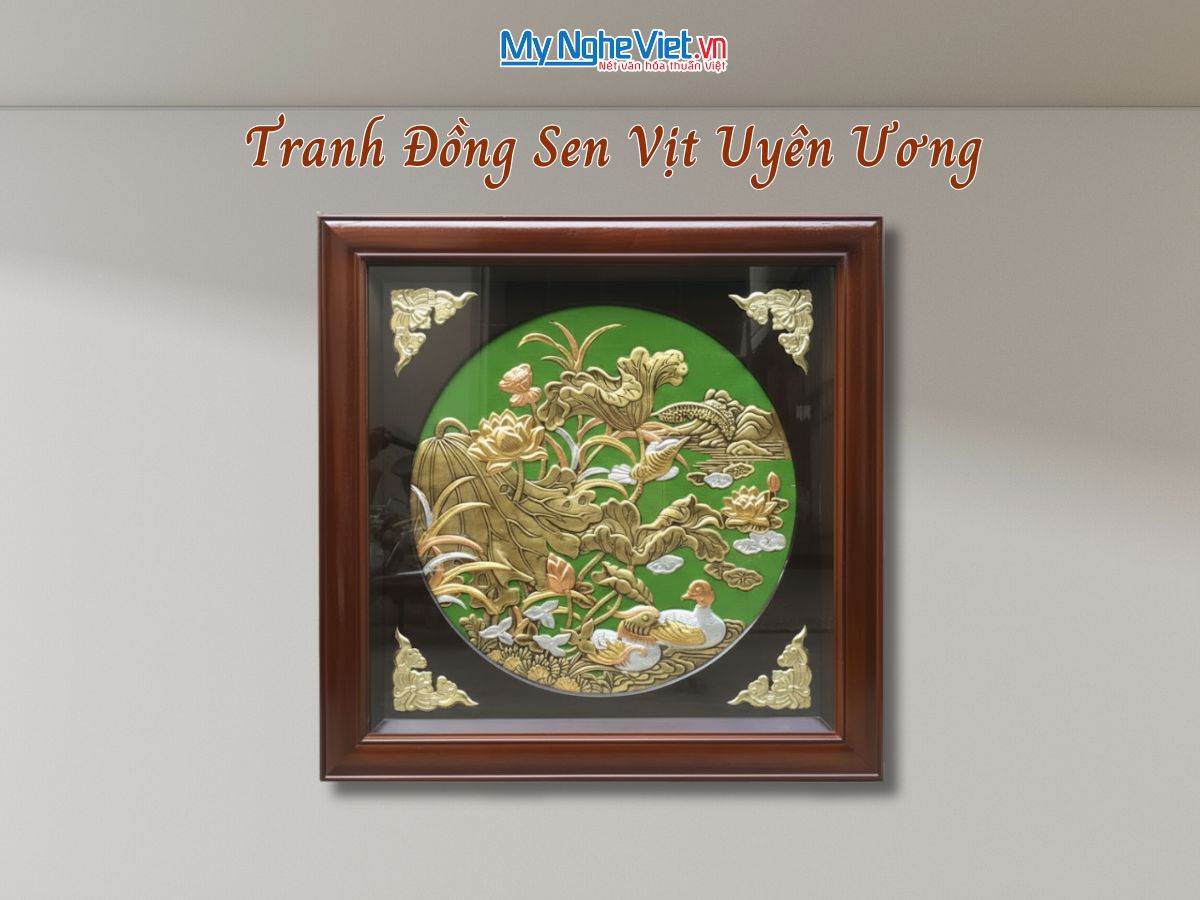 Tranh đồng sen vịt uyên ương DD888-4