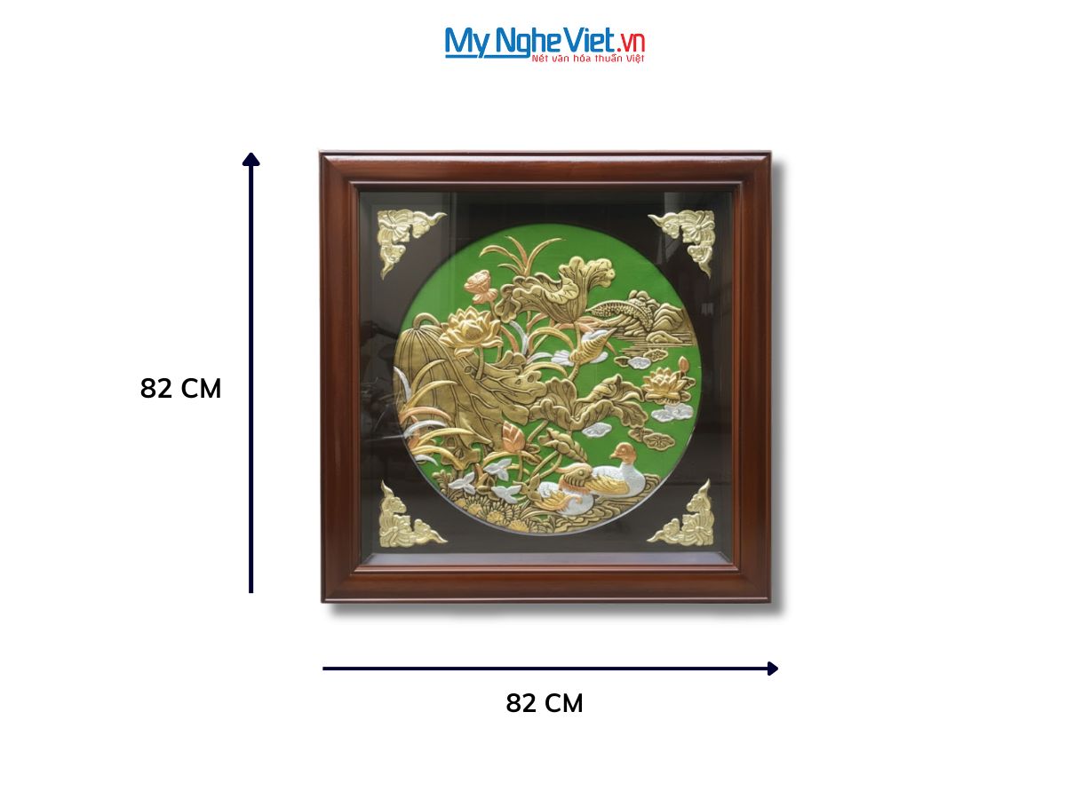 Tranh Đồng Sen Vịt Uyên Ương Đồng Hun Giả Cổ DD8282/4