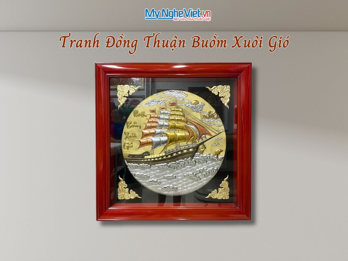 Tranh Đồng Thuận Buồm Xuôi Gió Đồng Hun Giả Cổ DD8282/5