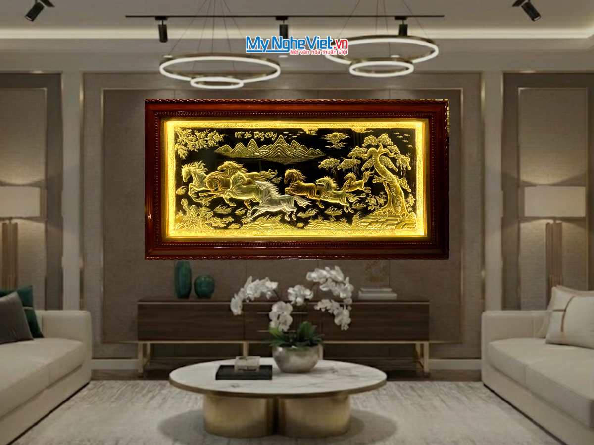 Tranh đồng Mã Đáo Thành Công cạo màu đèn led MNV-DD9178