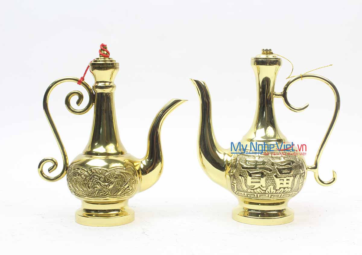 Ấm trà lớn- Ấm thờ cúng bằng đồng MNV-DD32-1