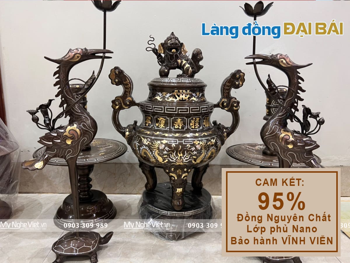 Bộ ngũ sự khảm ngũ sắc 5 chữ vàng H70cm hàng thường DDNS18-70T