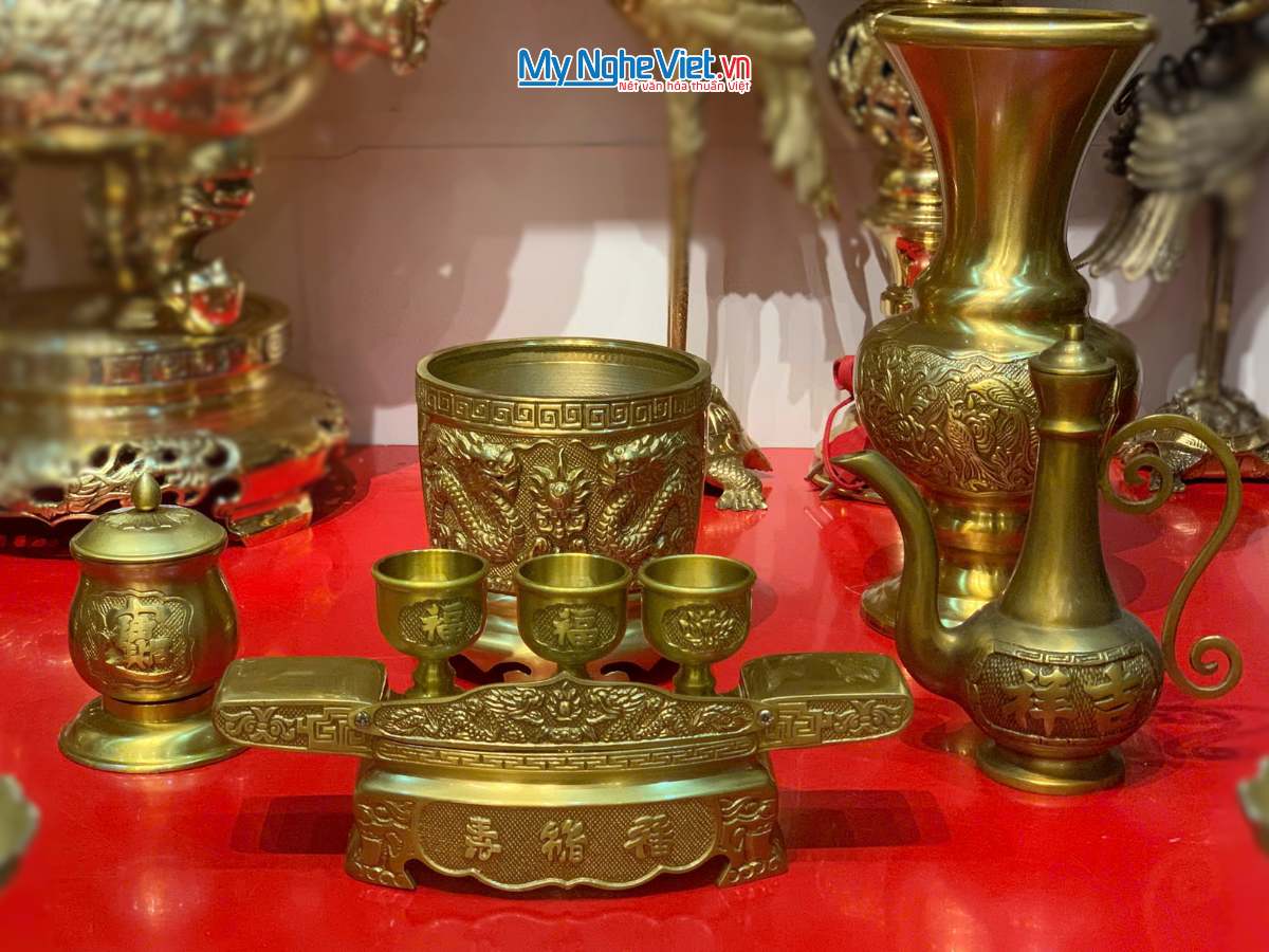 Bộ đồ thờ cúng Ông Táo Bằng Đồng (4 món)