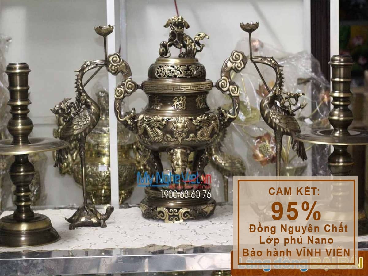 Bộ Đồ Thờ cúng Ngũ sự Đồng Cạo màu Cao Cấp Mới MNV-DD18/55 Bộ Đồ Thờ cúng Ngũ sự Đồng Cạo màu Cao Cấp Mới MNV-DD18/55
