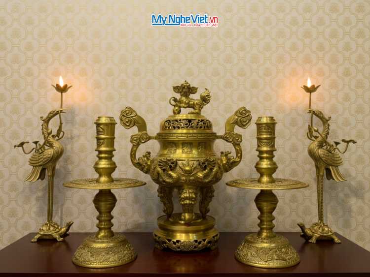 Bộ ngũ sự vàng đậm chạm rồng H60cm DD18/60VDR