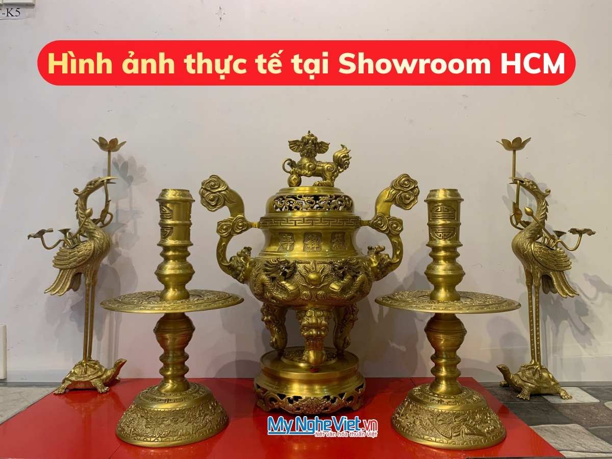 Bộ ngũ sự vàng đậm chạm rồng H60cm DD18/60VDR