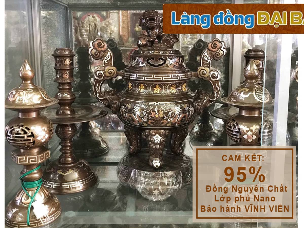 Bộ thờ cúng đồng khảm tam khí 11 món MNV-DD17/H50