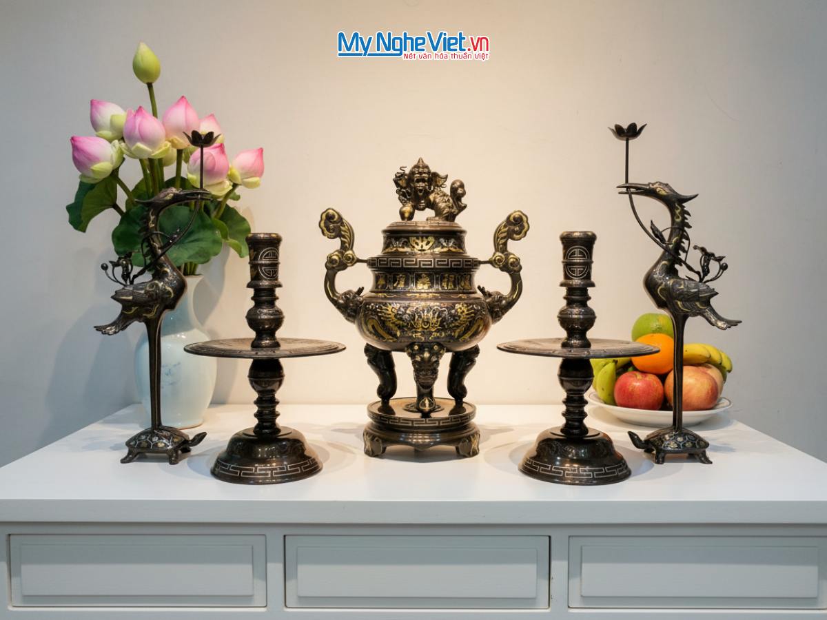 Bộ ngũ sự đồng tam khí đỉnh cao 60cm