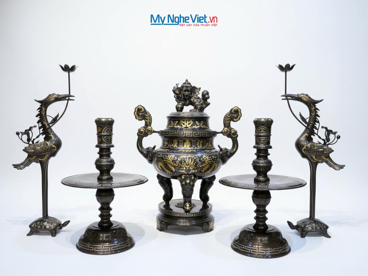 Bộ ngũ sự đồng tam khí đỉnh cao 60cm