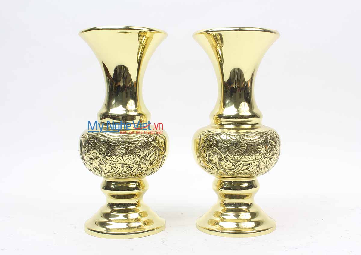 Bình Hoa - Lọ hoa đồng họa tiết cúc H25-DD33/25