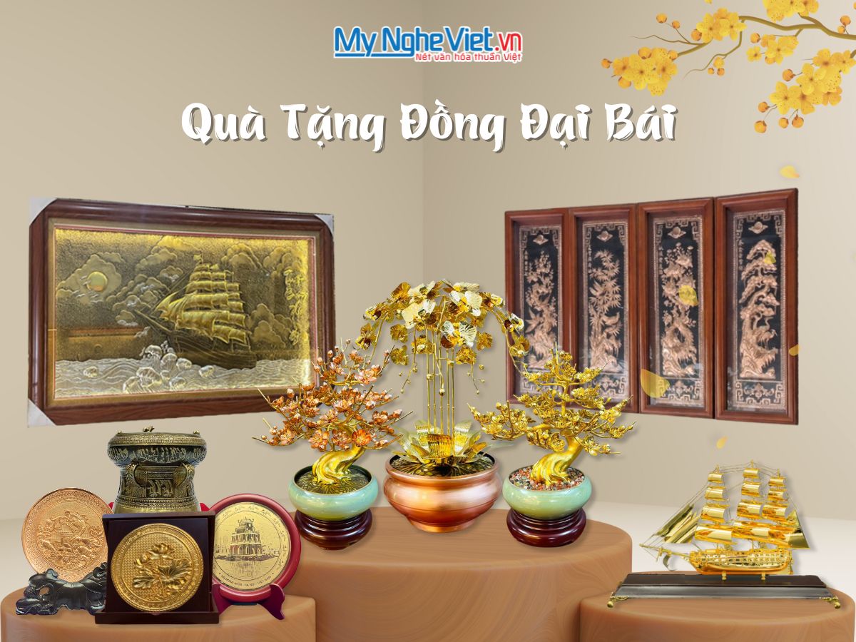 Quà tặng đồng để bàn - Tranh Đồng Dát Vàng tại TP.HCM 