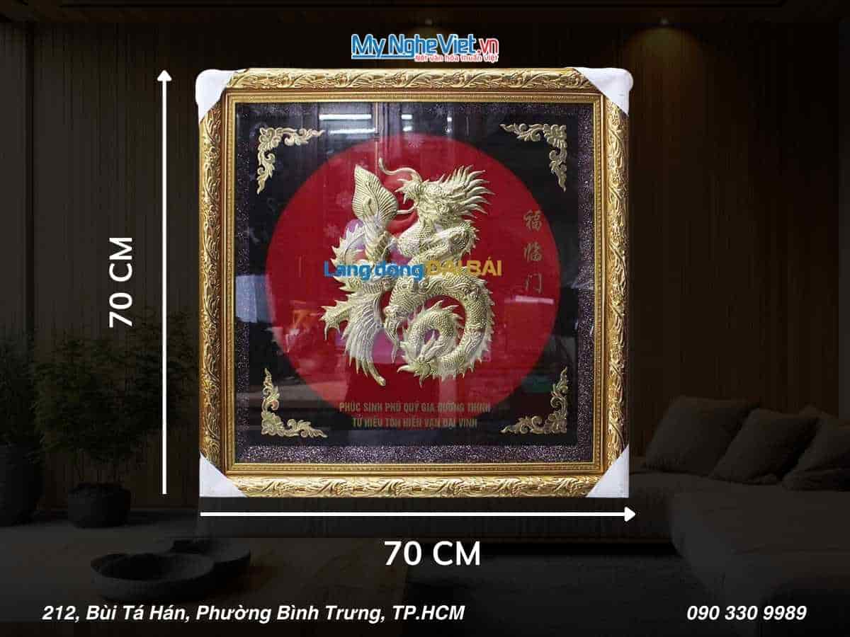 Tranh đồng chữ Phúc hóa rồng Thư pháp MNV-DD77