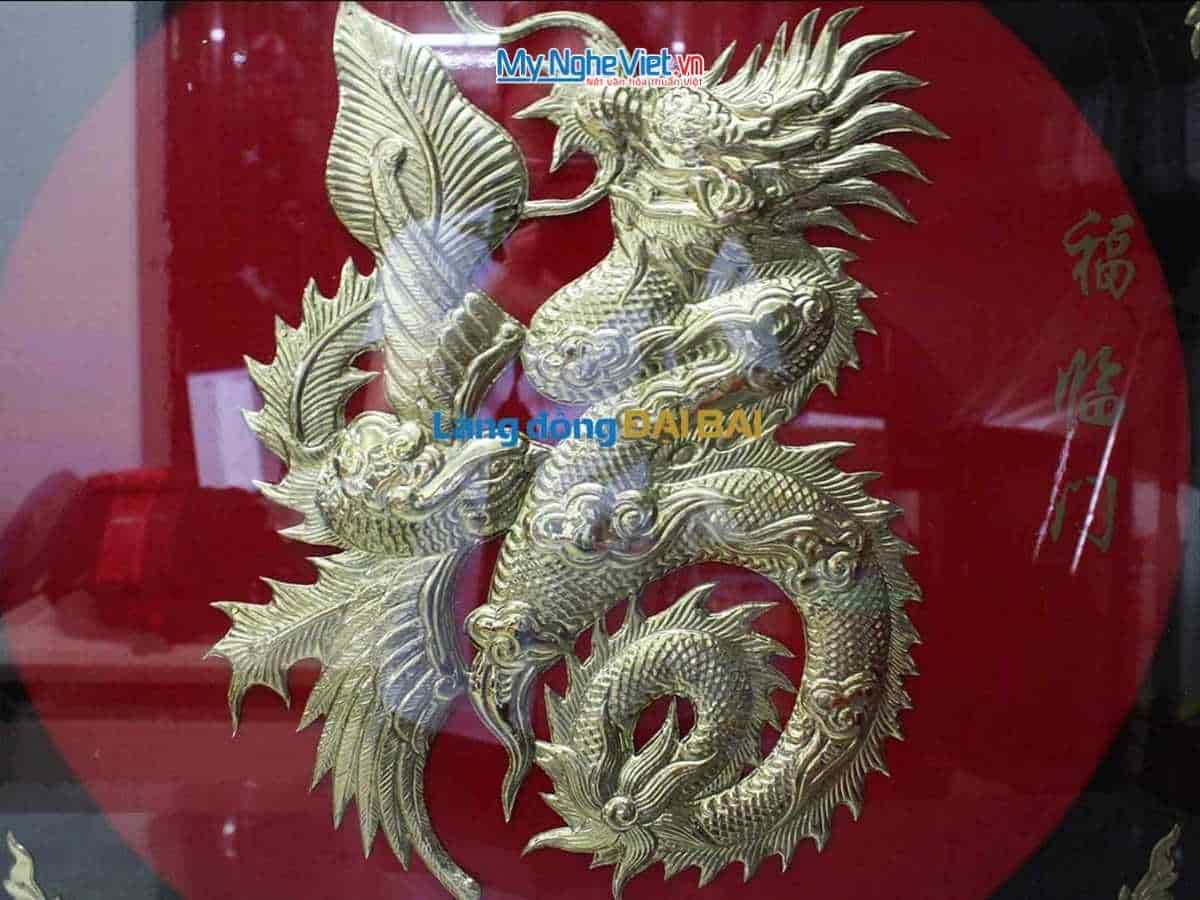 Tranh đồng chữ Phúc hóa rồng Thư pháp MNV-DD77