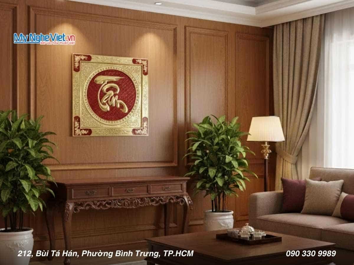 Tranh đồng chữ Thư pháp - Chữ Tâm MNV-DD02
