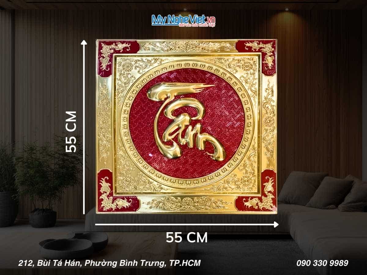 Tranh đồng chữ Thư pháp - Chữ Tâm MNV-DD02