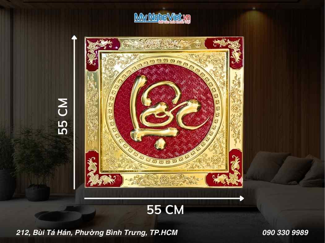 Tranh đồng chữ Thư pháp chữ Lộc MNV-DD01