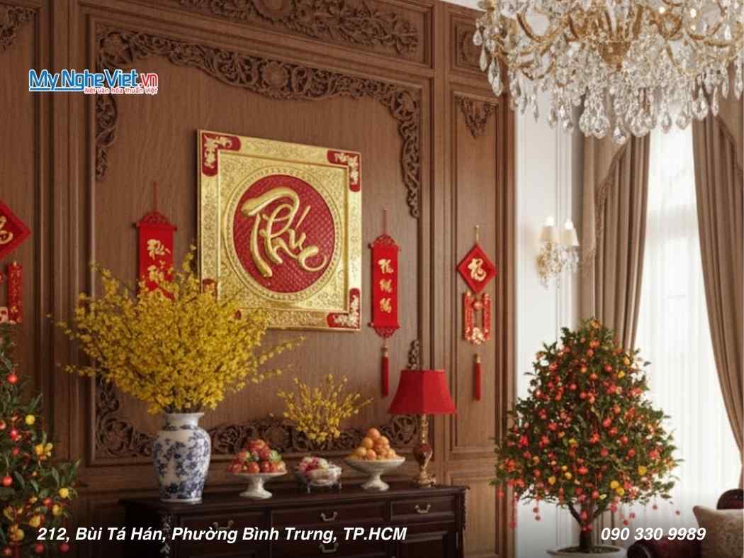 Tranh đồng chữ Thư pháp - Chữ Phúc MNV-DD14/1(110x110)